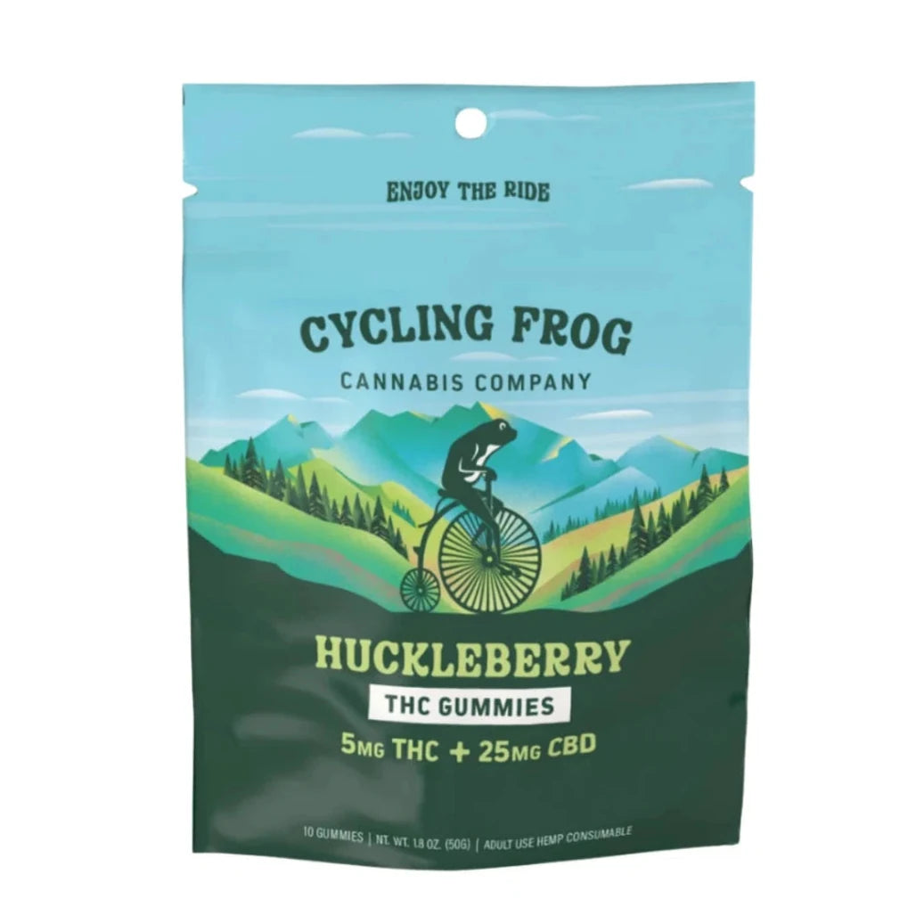 Cycling Frog 5mg THC + 25mg CBD Huckleberry gummies 10 count