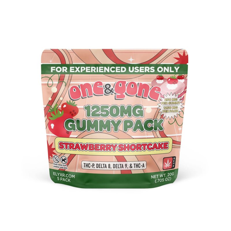 Elyxr LA One & Gone Strawberry Shortcake Gummies – 250mg+ THC-P + Delta 8 + Delta 9 Blend