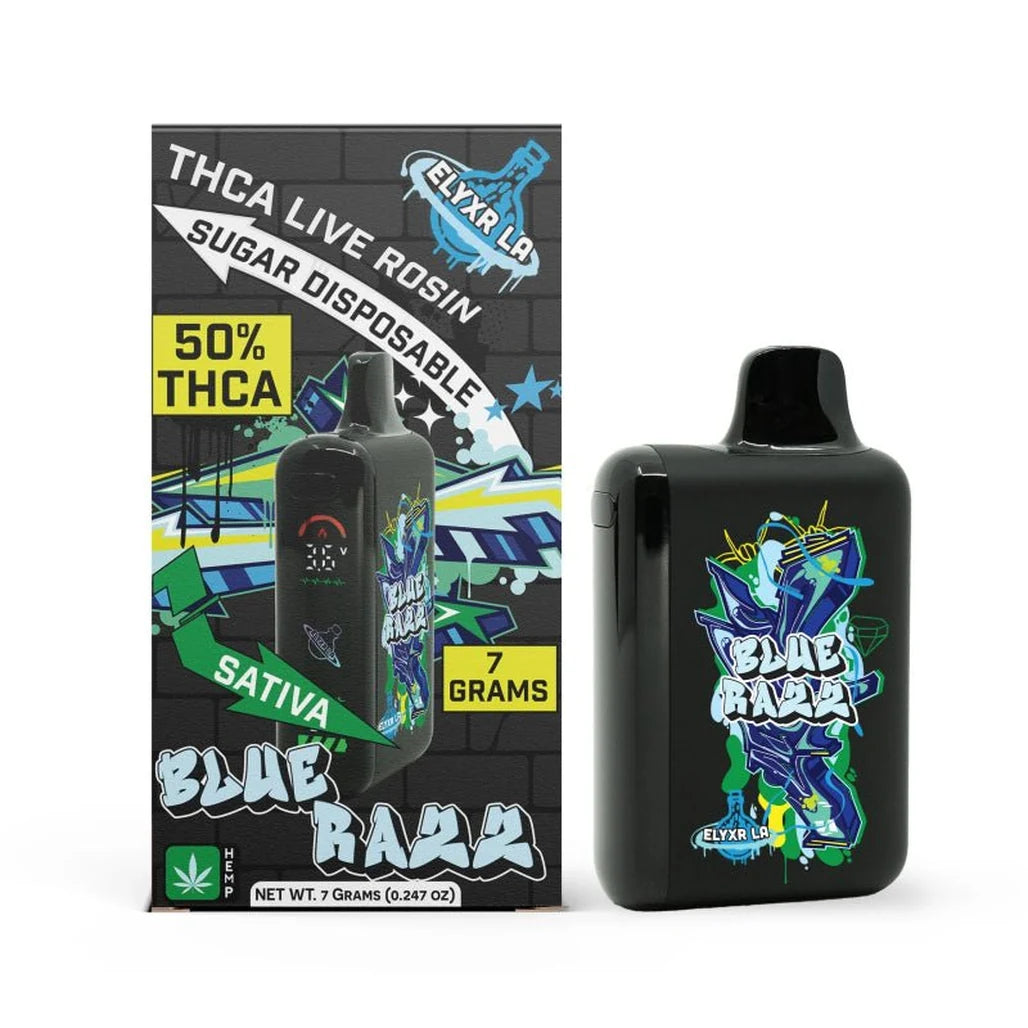 Elyxr LA Blue Razz THC-A live rosin sugar disposable 7000mg (sativa)