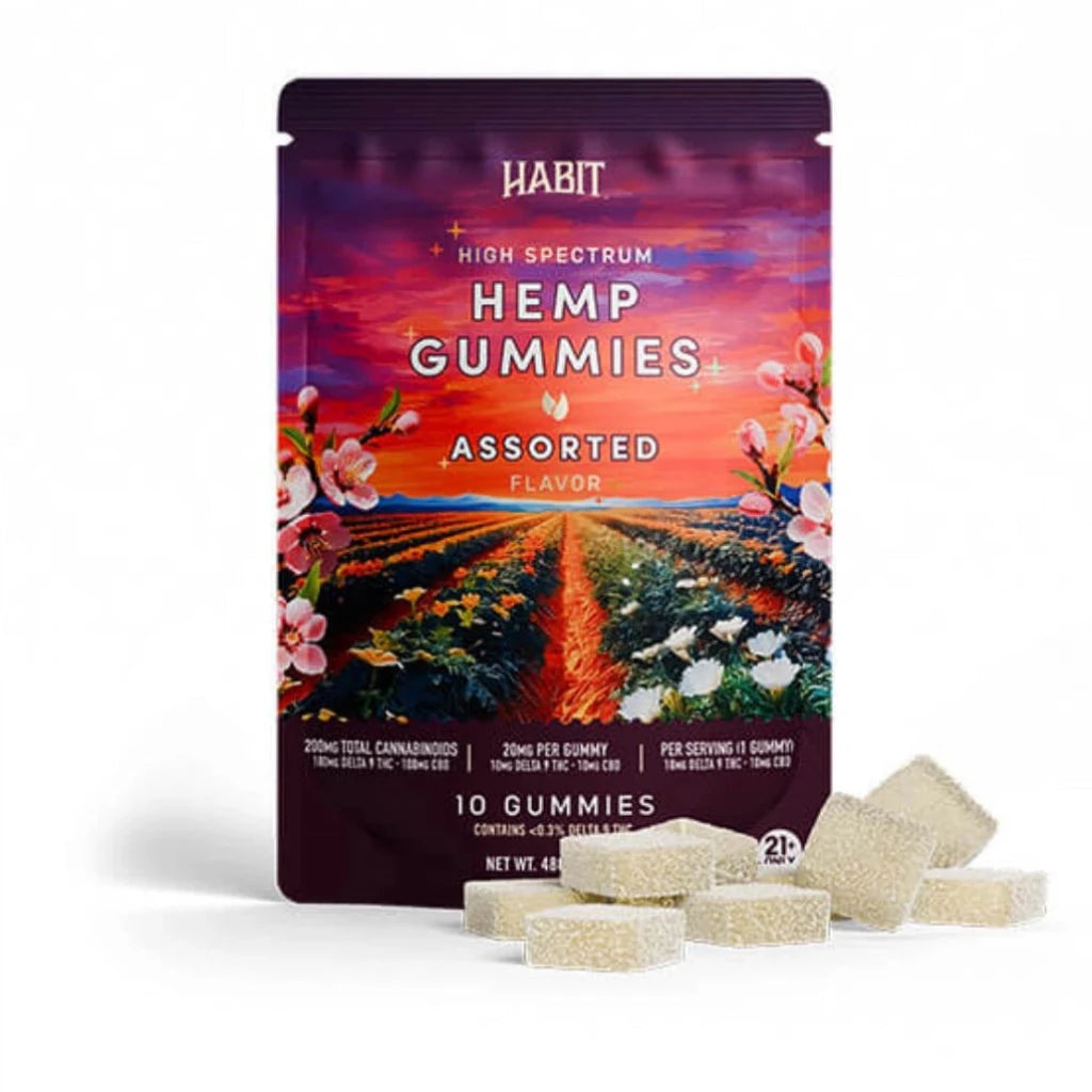 Habit CBD + Delta-9 Gummies 10mg THC + 10mg CBD assorted fruit 10ct pack