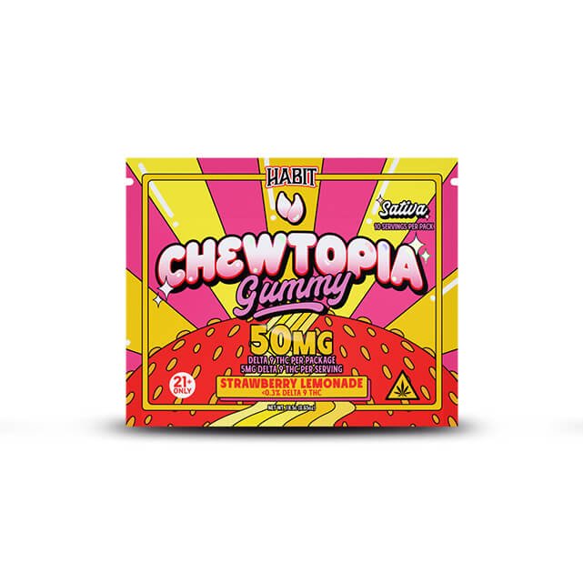 Habit Chewtopia 50mg Delta-9 Gummies – Wild Berry (Indica), Orange Crush (Hybrid), Strawberry Lemonade (Sativa)