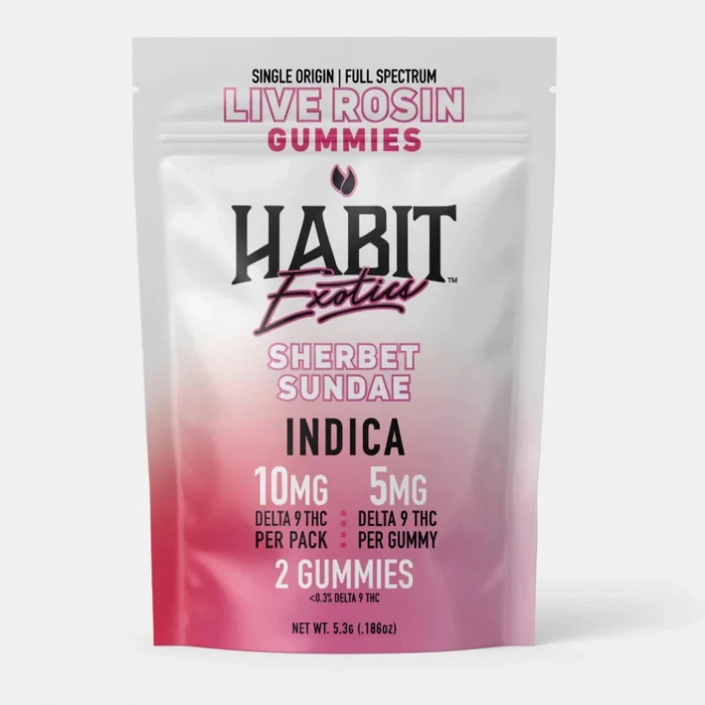 Habit Delta-9 Live Rosin Gummies 5mg Sherbet Sundae Indica jar