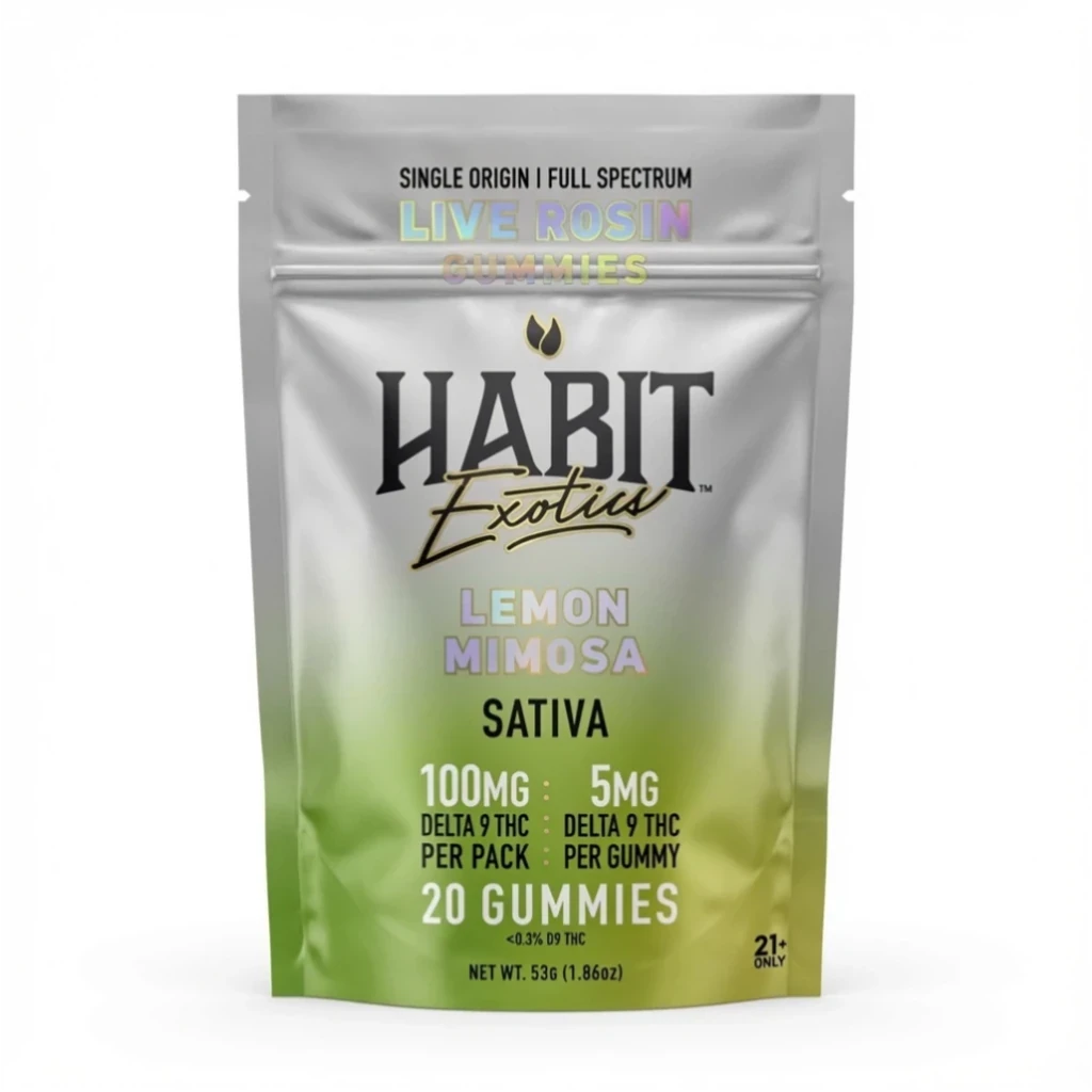 Habit Delta-9 Live Rosin Gummies 5mg Lemon Mimosa Sativa jar