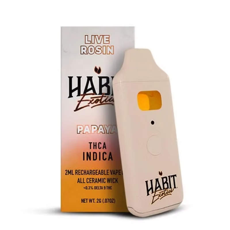 Habit Papaya 2G Live Rosin THCA Disposable β Tropical Indica Relaxation