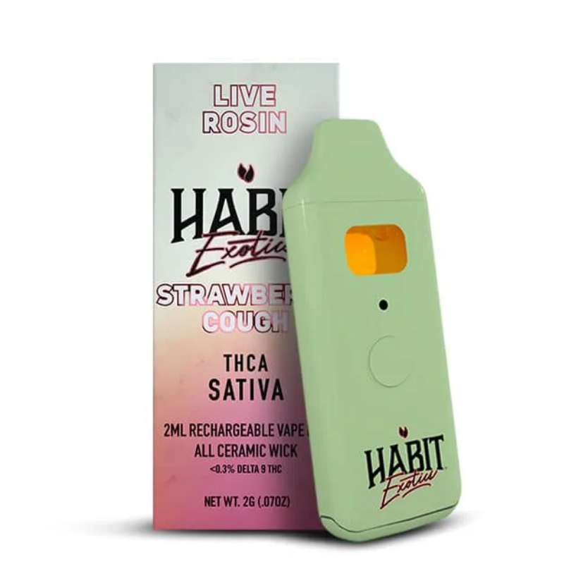 Habit Strawberry Cough 2G Live Rosin THCA Disposable β Uplifting Sativa