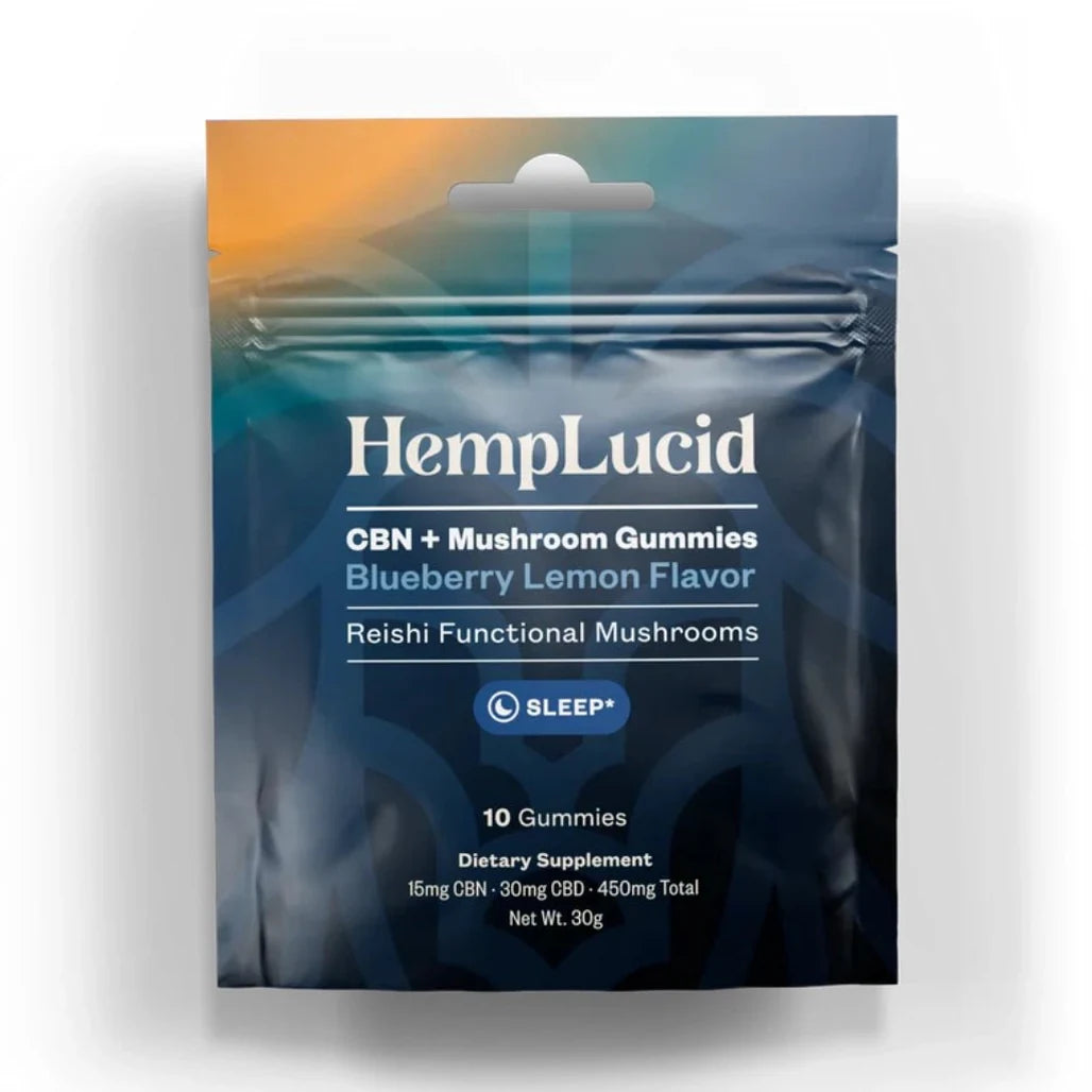 HempLucid SLEEP mushroom gummies, Blueberry Lemon, CBN + reishi