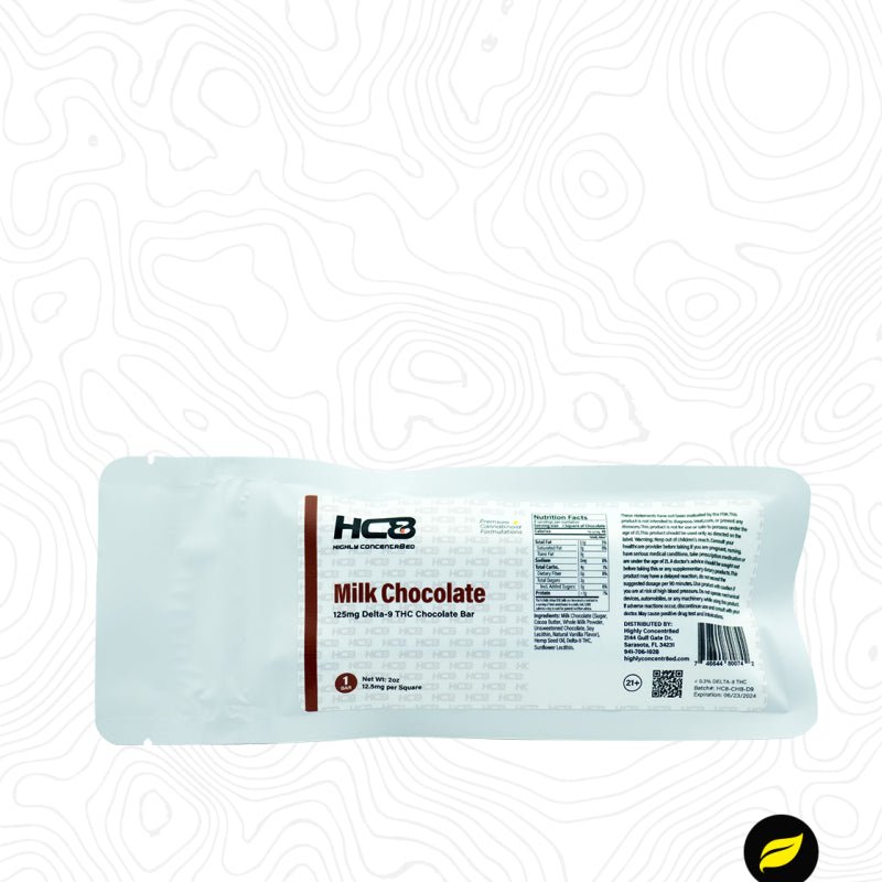 Highly Concentr8ed Delta 9 THC Chocolate Bar (125mg)