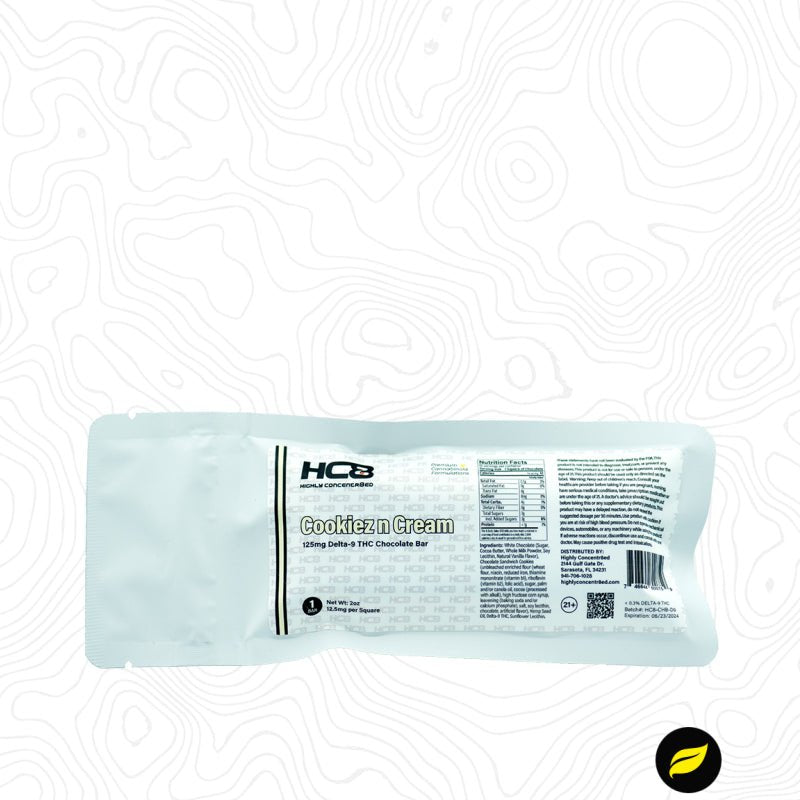 Highly Concentr8ed Delta 9 THC Chocolate Bar (125mg)