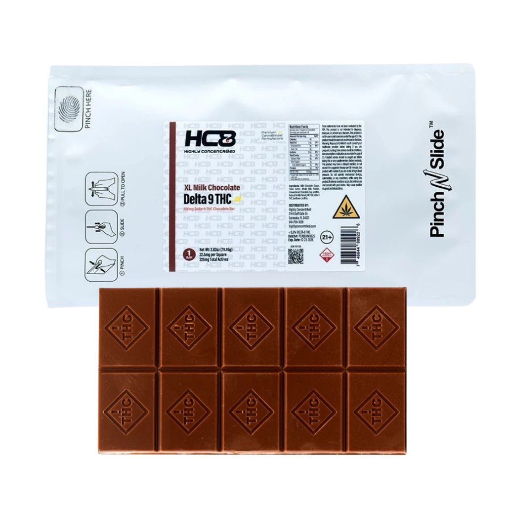 Highly Concentr8ed Delta-9 THC Chocolate Bar 225mg – Milk Chocolate