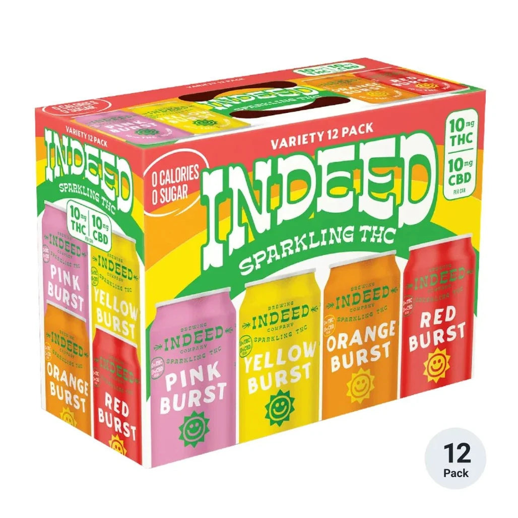 Indeed Double High Fiver THC + CBD sparkling variety 12-pack case