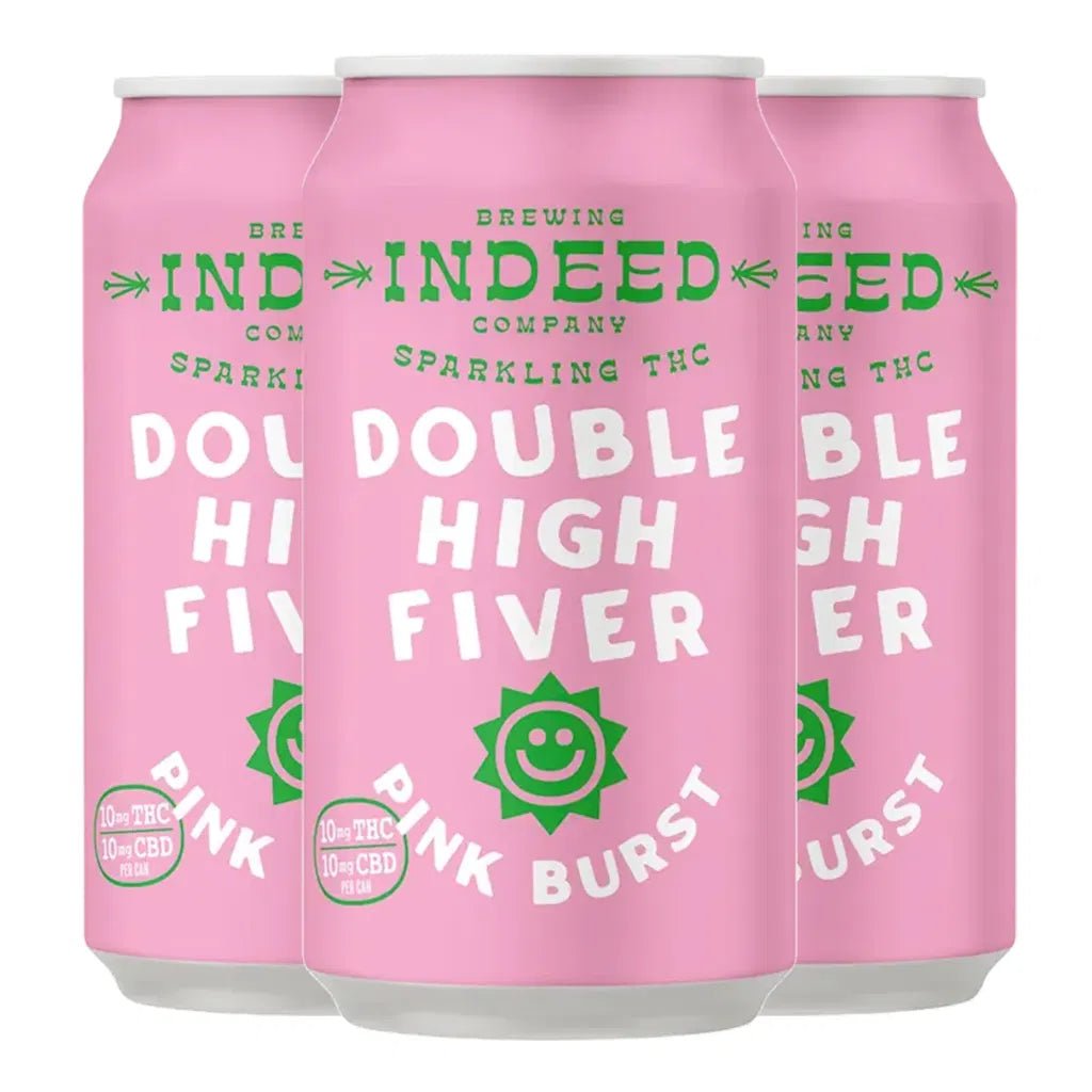 Indeed Double High Fiver THC + CBD Drink 10mg + 10mg – Pink Burst, Orange Burst