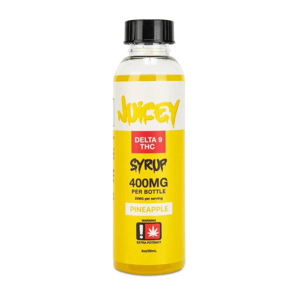 Juicey Pineapple Delta-9 THC syrup bottle, alternate photo