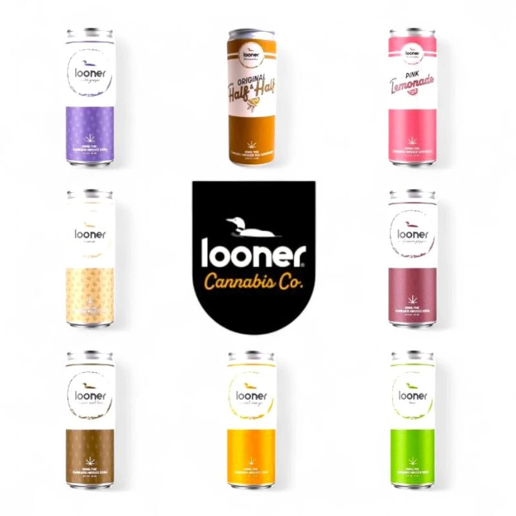 Looner 10mg THC soda lineup, all eight flavors