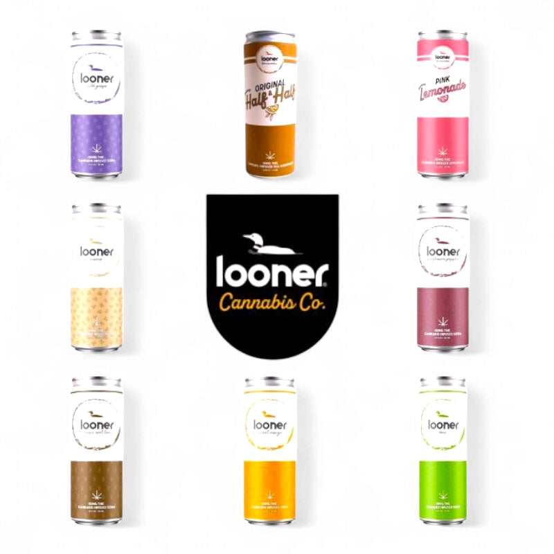 Looner 10mg THC Drinks – Sweet Orange, Wild Grape, Rootbeer, Pink Lemonade, Dew & More | 12 oz