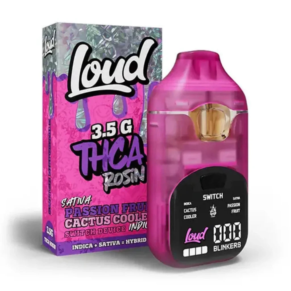 Loud 3.5g THCA Rosin Switch — Passion Fruit + Cactus Cooler dual-chamber disposable
