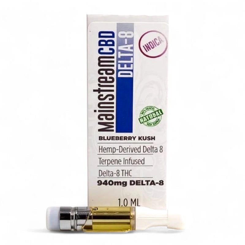 Mainstream CBD Blueberry Kush Delta 8 Vape Cartridge 980mg – Indica Relaxation