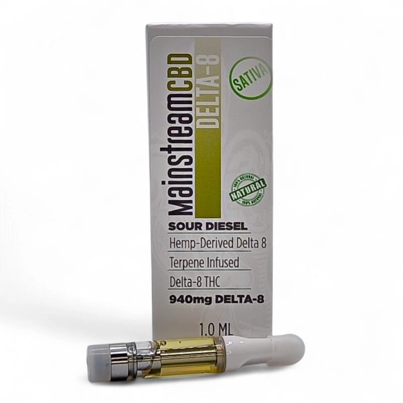 Mainstream CBD Sour Diesel Delta 8 Vape Cartridge 980mg – Energizing Sativa