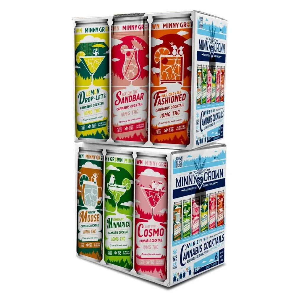 Minny Grown THC Cocktails 6-Pack, 10mg THC per can, all flavors