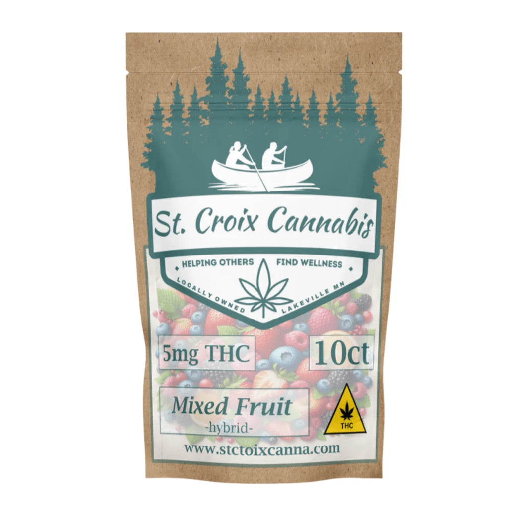 St Croix Canna Mixed Fruit hybrid gummies pouch, 5mg THC, 10 count