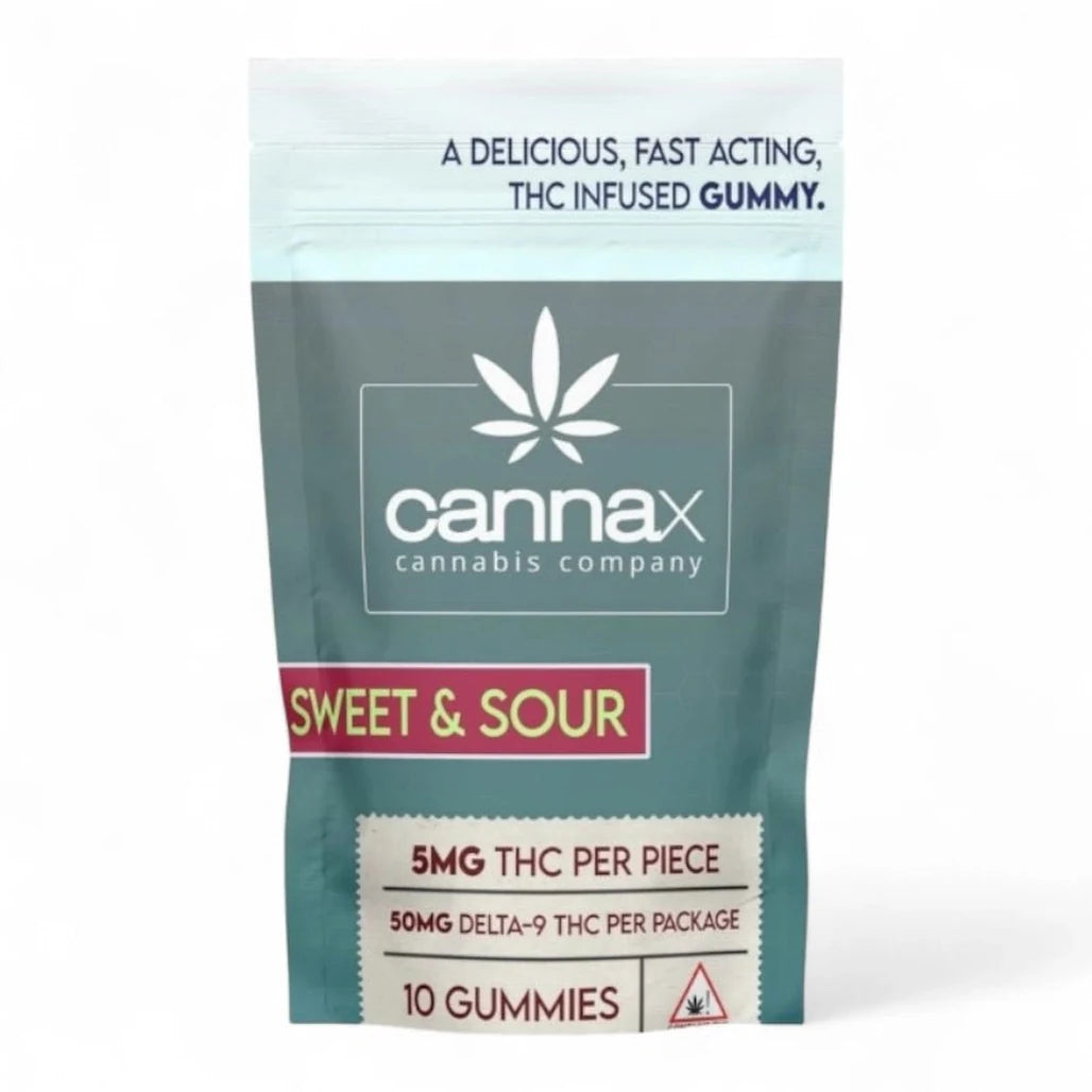 CannaX Sweet & Sour gummies pouch, 5mg THC, 10 count