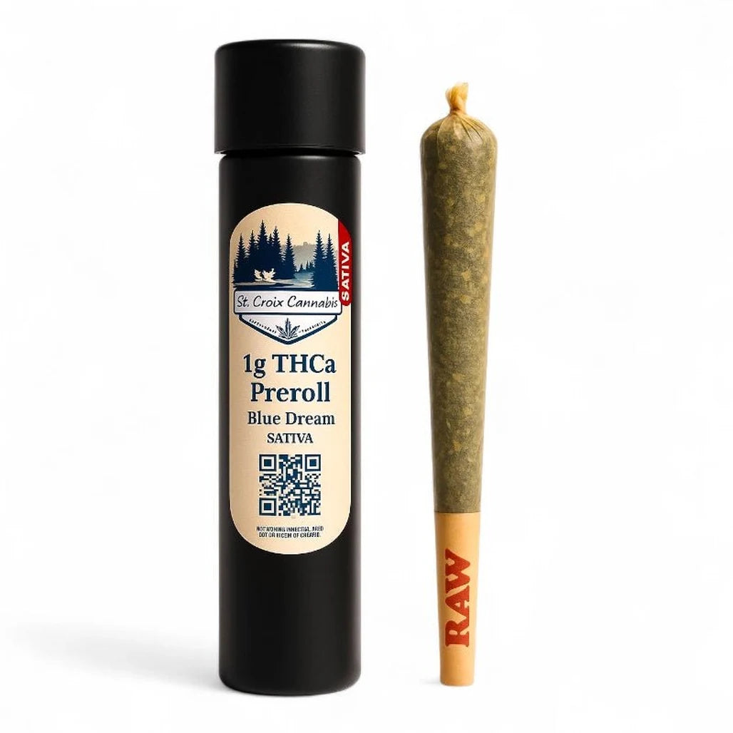 St. Croix Canna 1g THCa pre-roll, Blue Dream (Sativa), with tube