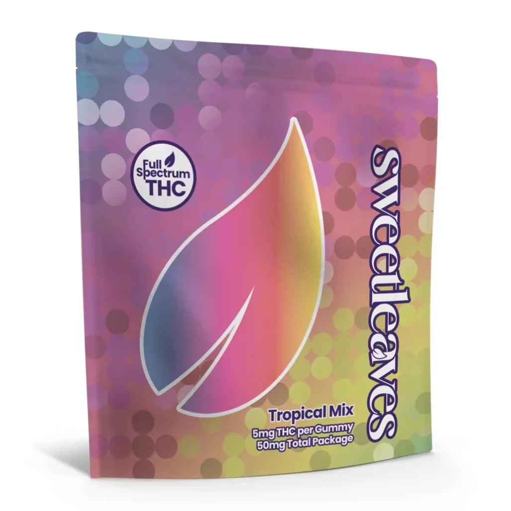 Sweetleaves Tropical Fruit 5mg THC gummies pouch