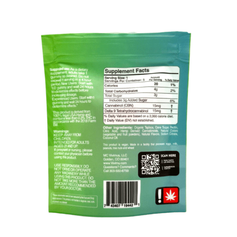 Vivimu 15mg THC: 15mg CBN Gummies