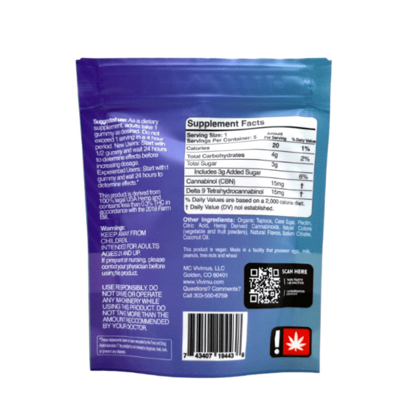 Vivimu 15mg THC: 15mg CBN Gummies