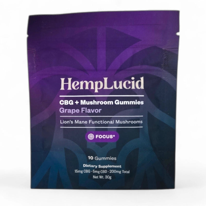 Hemp Lucid Focus Sleep Stress - Herb & Mushroom CBN THC CBG CBD Gummies 10ct