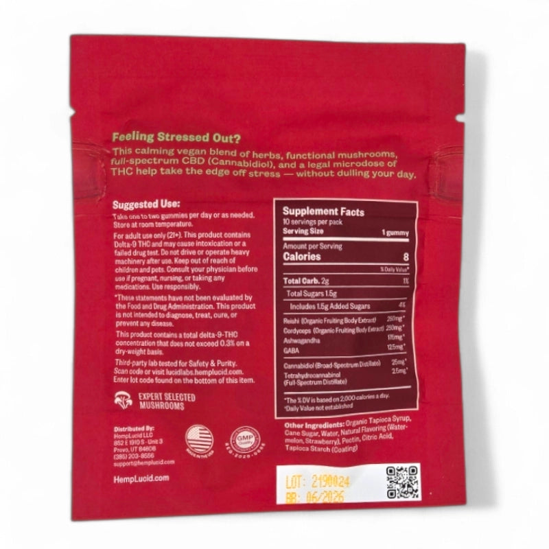 Hemp Lucid Focus Sleep Stress - Herb & Mushroom CBN THC CBG CBD Gummies 10ct