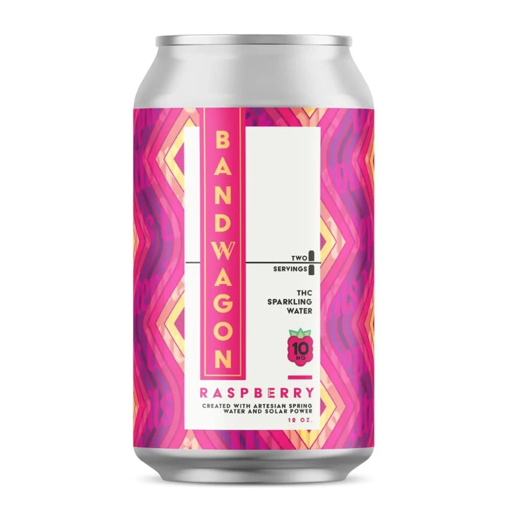 Bandwagon Raspberry 10mg THC sparkling water can