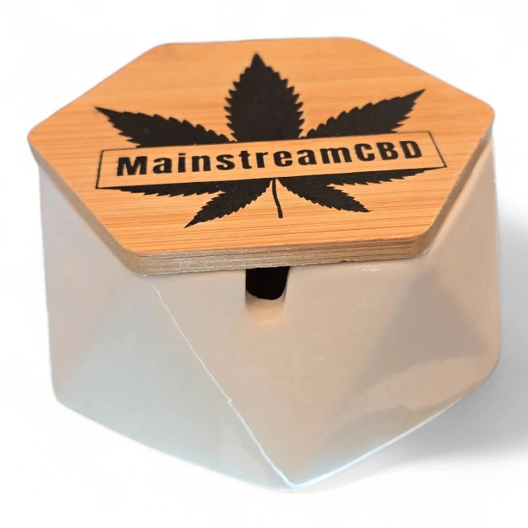 Mainstream CBD ceramic ashtray with logo lid