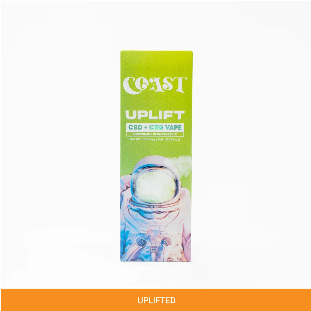 Coast Uplift CBD + CBG 1g disposable vape box
