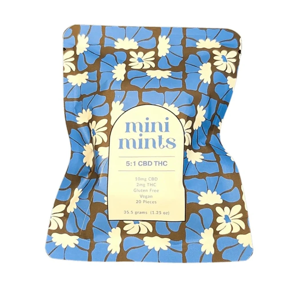 Crested River Mini Mints 5:1 CBD THC pouch, 10mg CBD + 2mg THC, 20 pieces