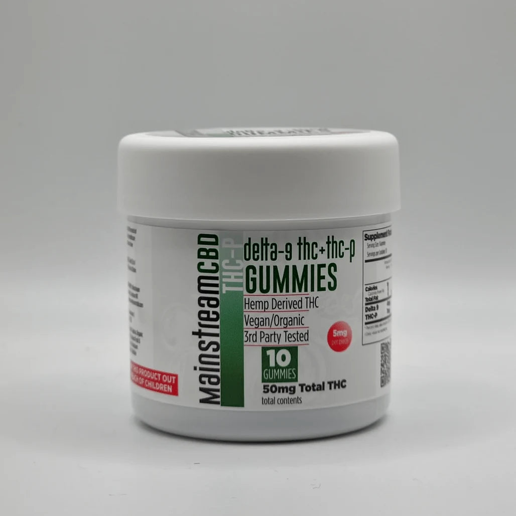 Mainstream CBD Delta-9 + THC-P Gummies jar, 10 count, 50mg total THC