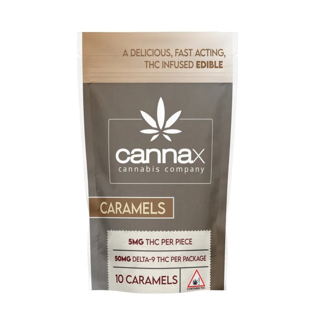 CannaX Caramels bag, 5mg THC per piece, 10 caramels
