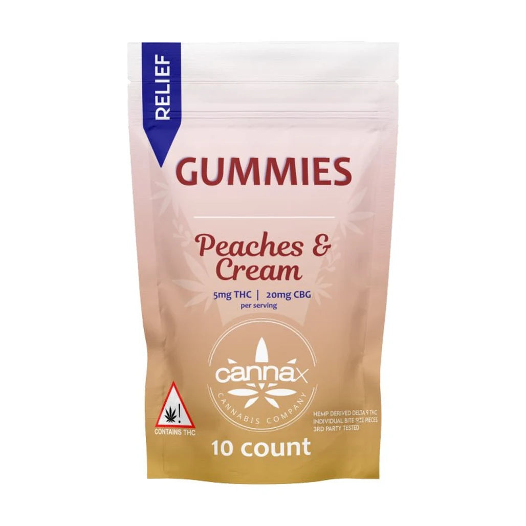 CannaX Delta-9 THC + CBG Gummies pouch, Peaches & Cream, 10 count