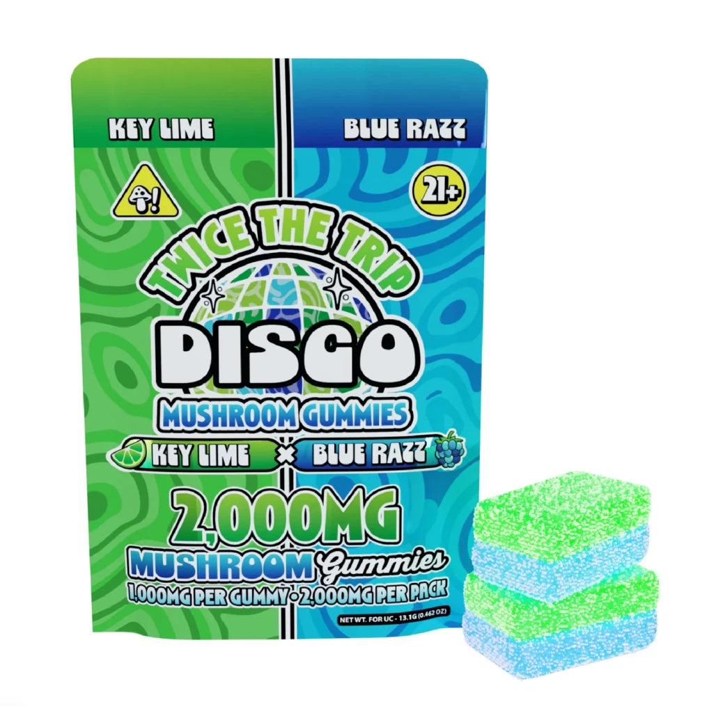 Disco Mushrooms Twice The Trip Double Stack Gummies – 2,000mg (1,000mg per Gummy)
