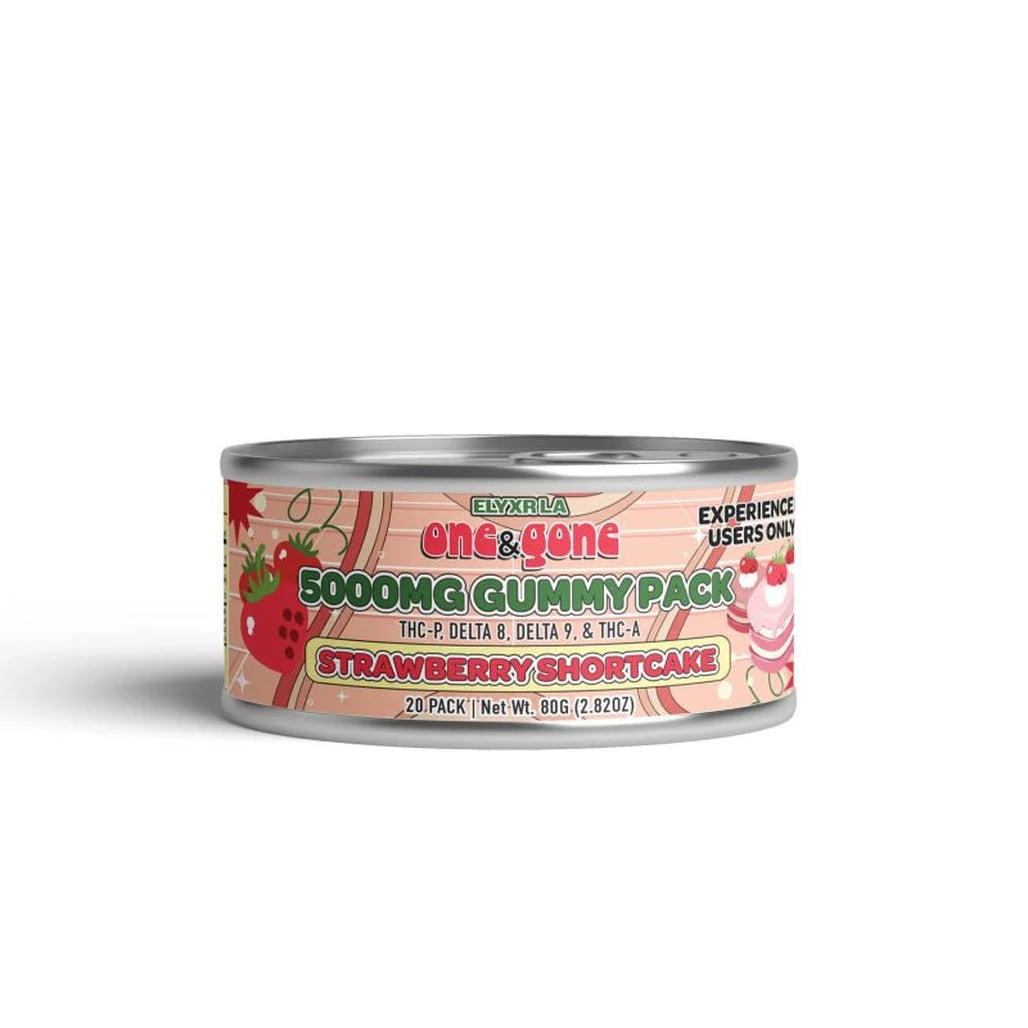 Elyxr LA One & Gone Strawberry Shortcake gummies 20-count can, 5000mg