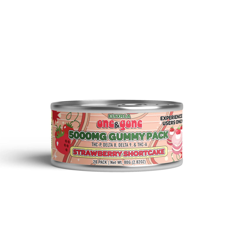 Elyxr LA One & Gone Strawberry Shortcake Gummies – 250mg+ THC-P + Delta 8 + Delta 9 Blend