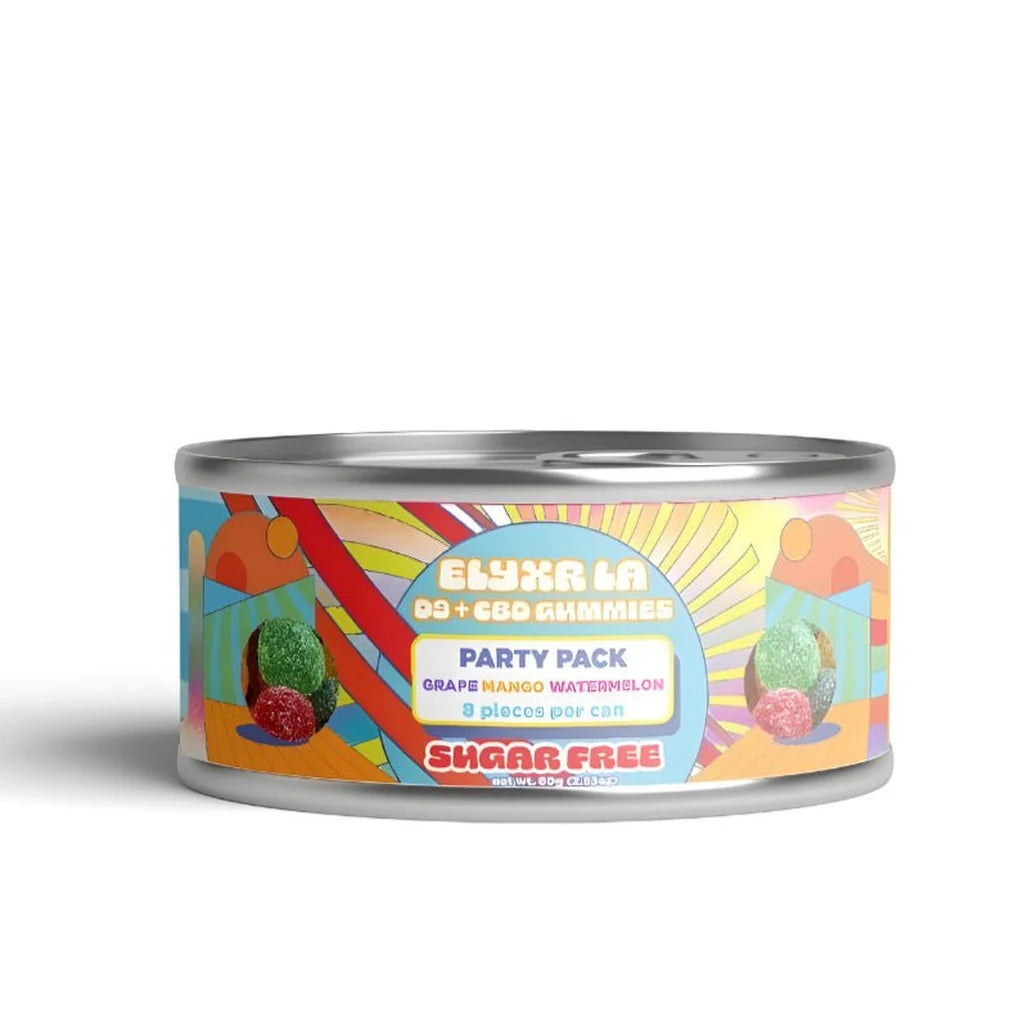 Elyxr LA Sugar Free Delta-9 + CBD Gummies Party Pack tin