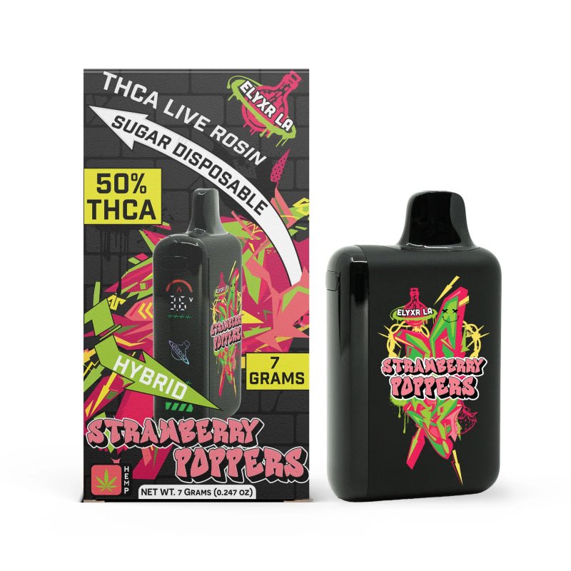 Elyxr LA Strawberry Poppers THC-A Live Rosin Sugar Disposable 7000mg (Hybrid)