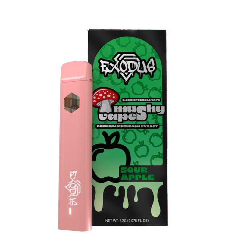 Exodus Mushy Vapes Sour Apple 2.2g Mushroom Disposable – Mouth-Puckering Green Apple Intensity
