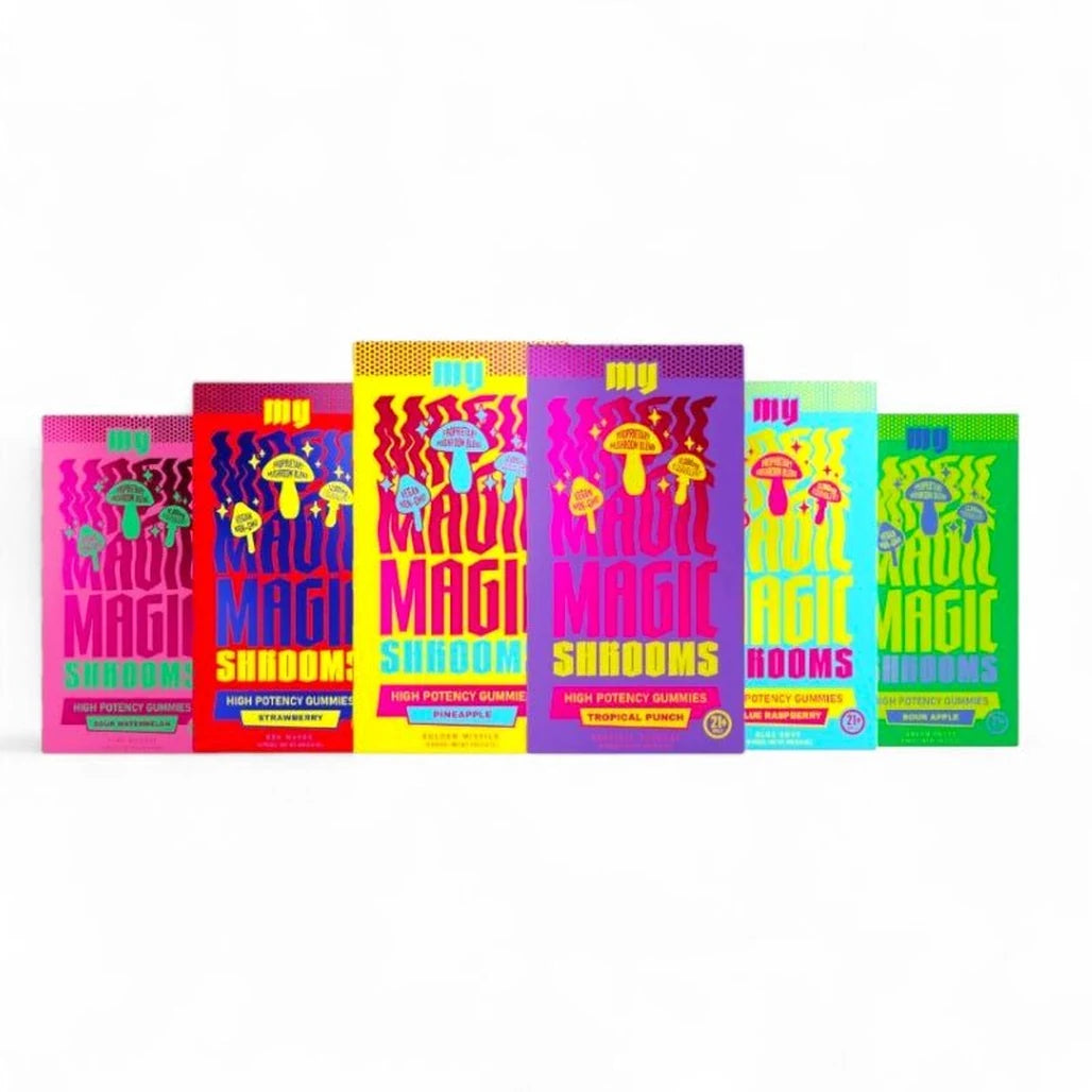 Exodus My Magic Shrooms gummies lineup, all flavors
