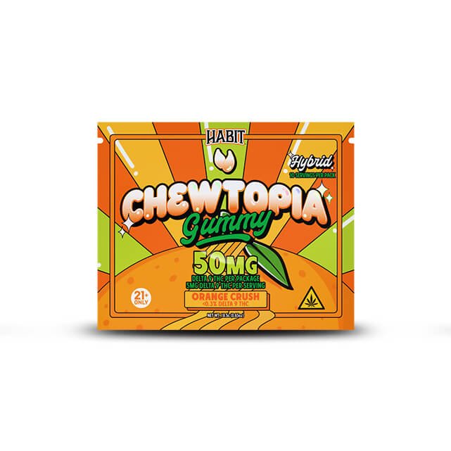 Habit Chewtopia 50mg Delta-9 Gummies – Wild Berry (Indica), Orange Crush (Hybrid), Strawberry Lemonade (Sativa)