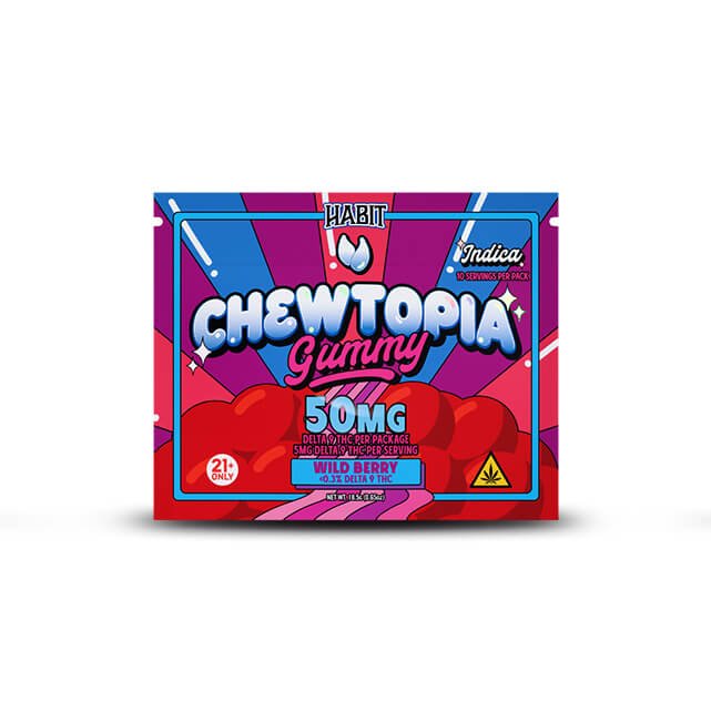 Habit Chewtopia 50mg Delta-9 Gummies – Wild Berry (Indica), Orange Crush (Hybrid), Strawberry Lemonade (Sativa)