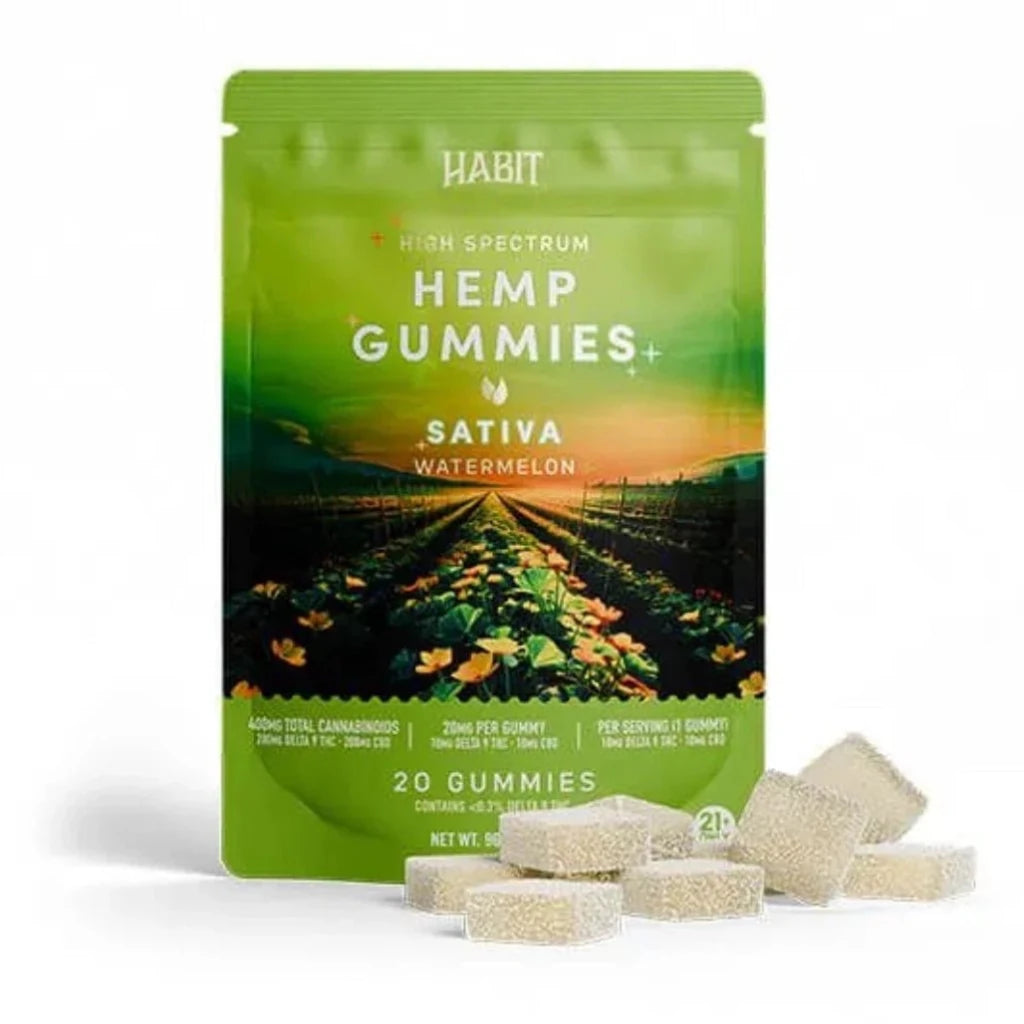 Habit Delta-9 + CBD Gummies 10mg+10mg Watermelon Sativa 20ct pack
