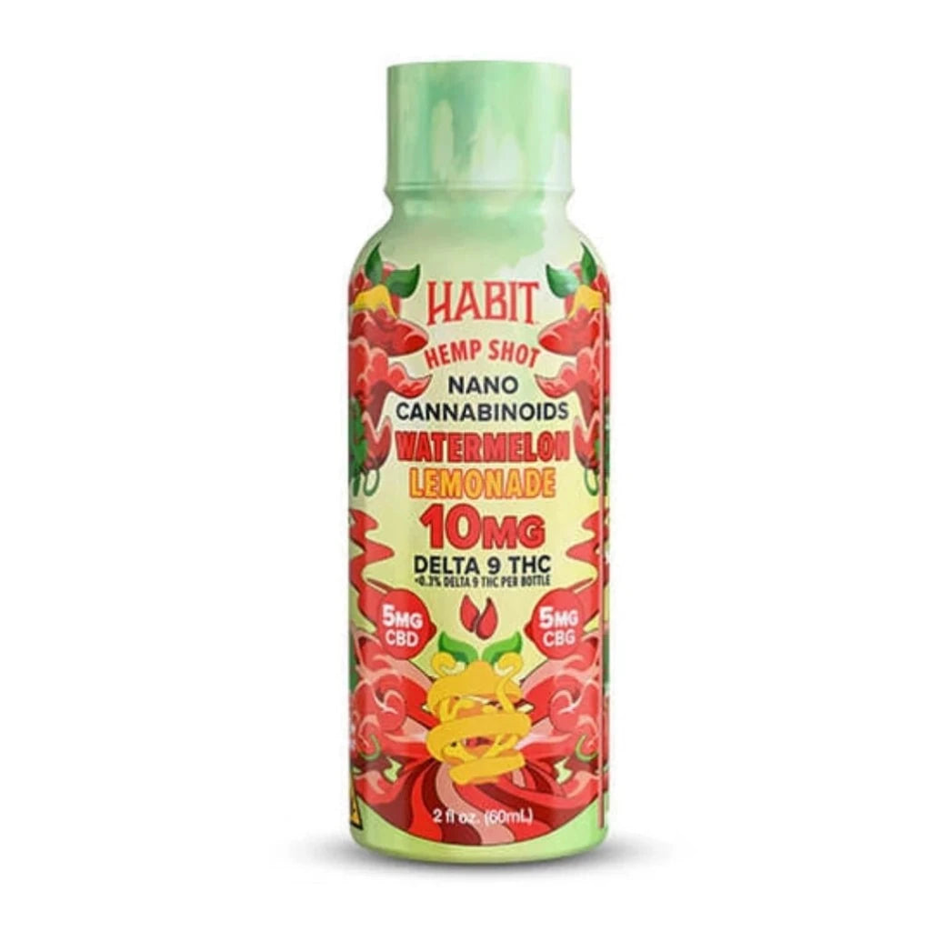 Habit Delta-9 THC Shot 10mg Lazy Peach with CBNO 2oz bottle