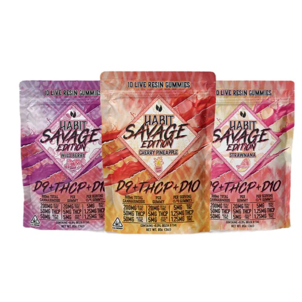 Habit Savage THC-P Blend Gummies 30mg 10ct all flavors pack
