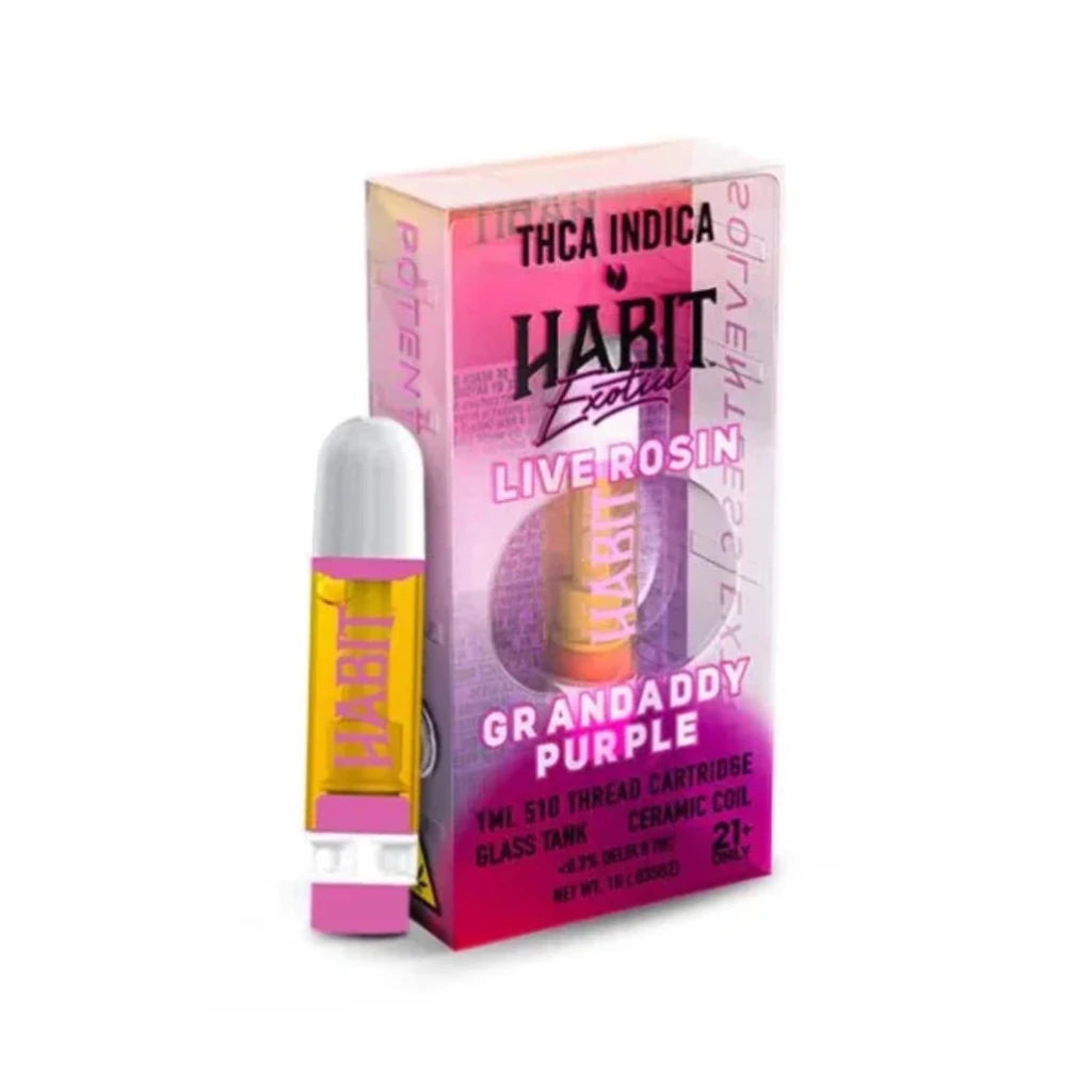 Habit THCA Live Rosin Exotic Cartridge 1g – Granddaddy Purple (Indica)
